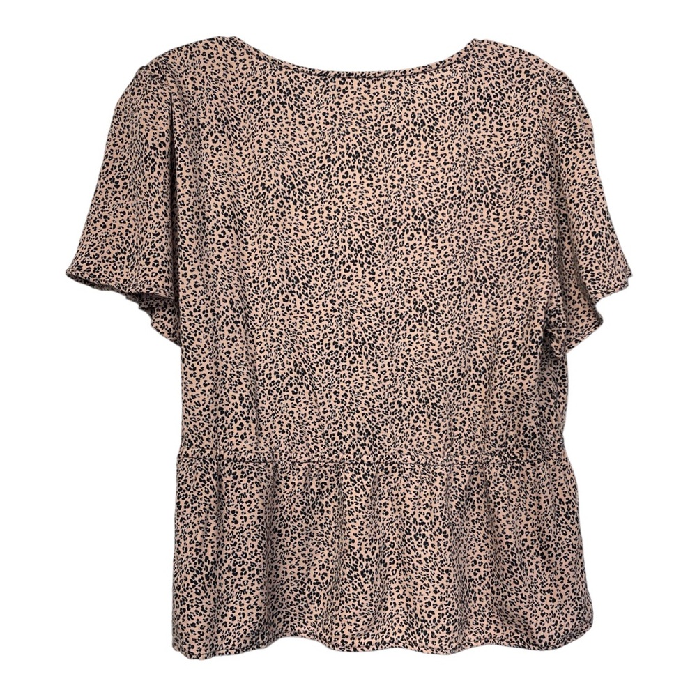 Lot Of Two Blouse Top Womens Sz L Green & Brown Leopard Shor Sleeve tie front - Picture 4 of 10